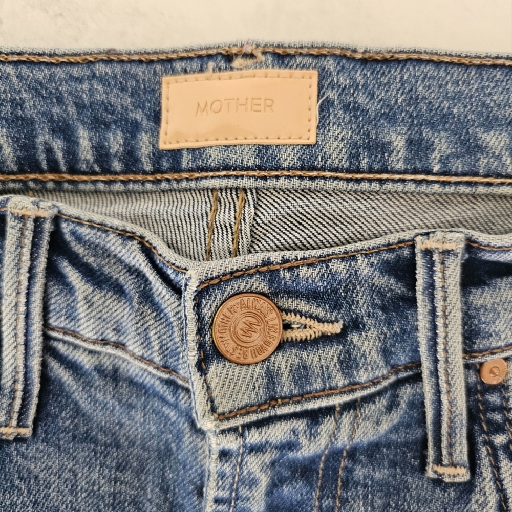 MOTHER The Insider Ankle Bloom And Doom Distressed Flare Blue Jeans 26 Preowned - Picture 7 of 11